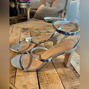 Urban outfitters metallic embellished strapping heel with ankle strap